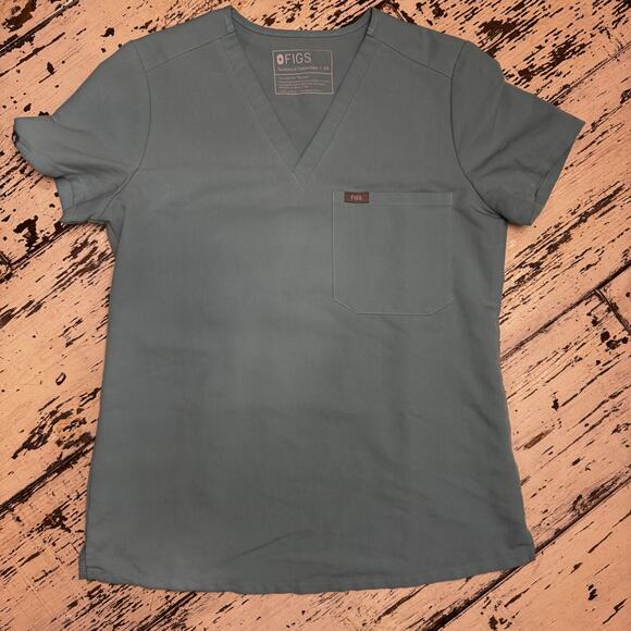 FIGS Catarina One Pocket Scrub Top in Seaglass Size XS Medical Hospital 3017 - Picture 7 of 8